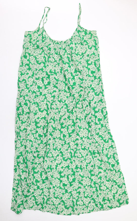 Hod Womens Green Geometric Cotton Tank Dress Size 10 Round Neck Pullover