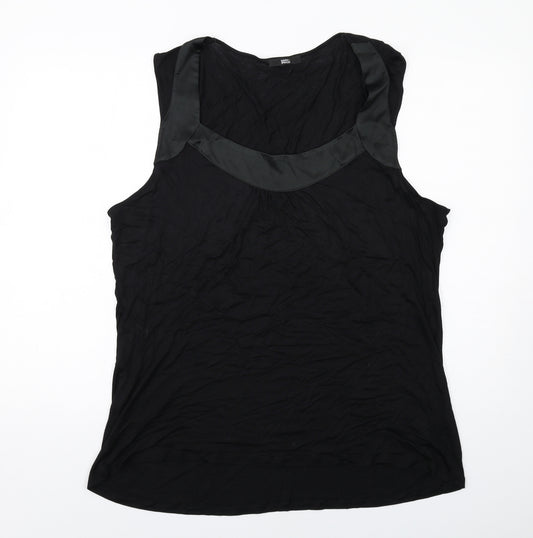 Marks and Spencer Womens Black Viscose Basic Tank Size 24 Scoop Neck