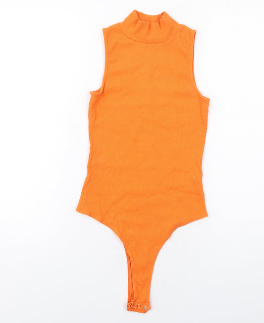 I SAW IT FIRST Womens Orange Cotton Bodysuit One-Piece Size 8 Snap