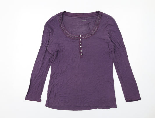 Autograph Womens Purple Viscose Basic T-Shirt Size 12 Scoop Neck
