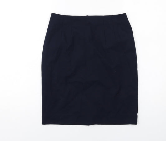 H&M Womens Blue Polyester A-Line Skirt Size 8 Zip