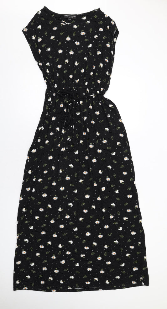 Dorothy Perkins Womens Black Floral Viscose Maxi Size 12 Boat Neck Pullover