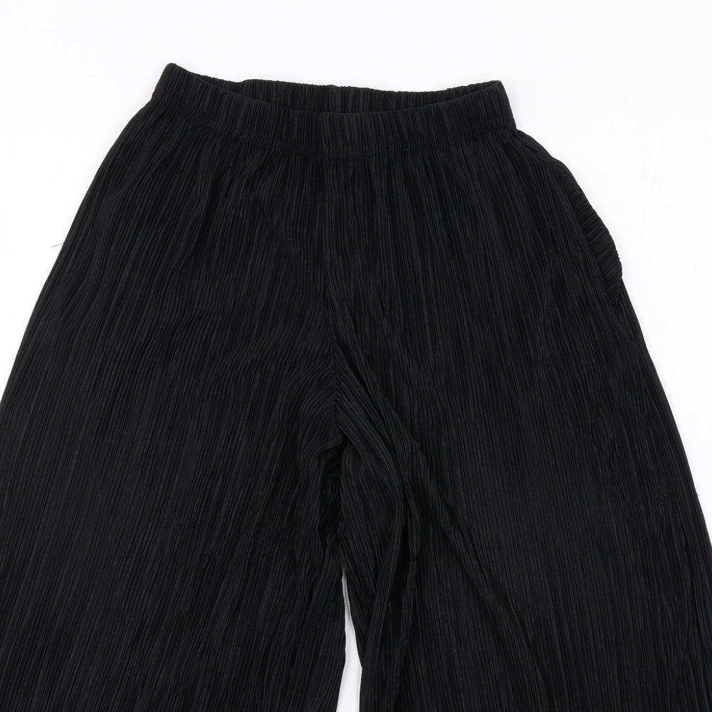 Topshop Womens Black Polyester Trousers Size 6 L20 in Regular - Plisse