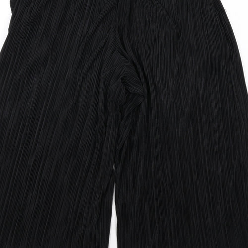 Topshop Womens Black Polyester Trousers Size 6 L20 in Regular - Plisse