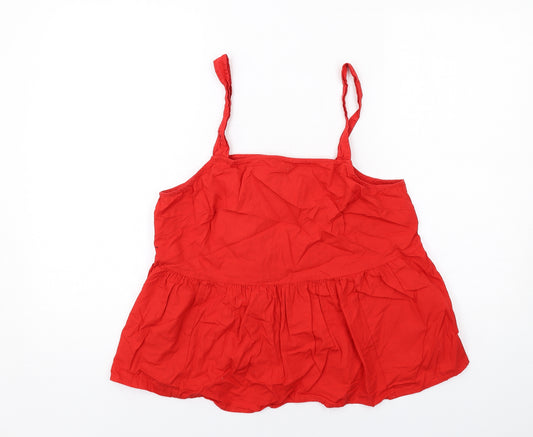 ASOS Womens Red Cotton Camisole Tank Size 12 Square Neck