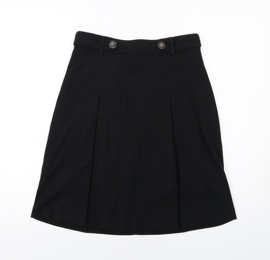 Marks and Spencer Womens Black Polyester Pleated Skirt Size 8 Zip