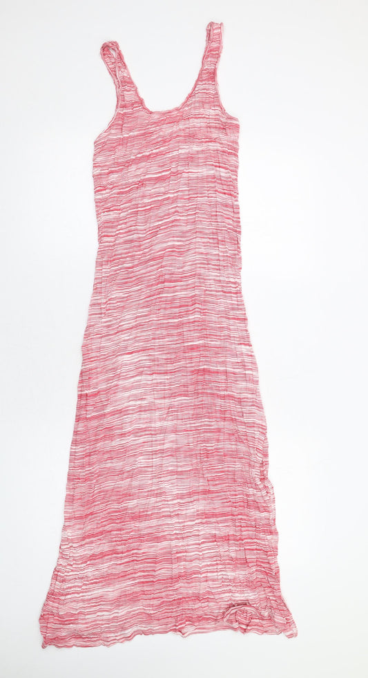NEXT Womens Pink Striped Viscose Tank Dress Size 16 Scoop Neck Pullover