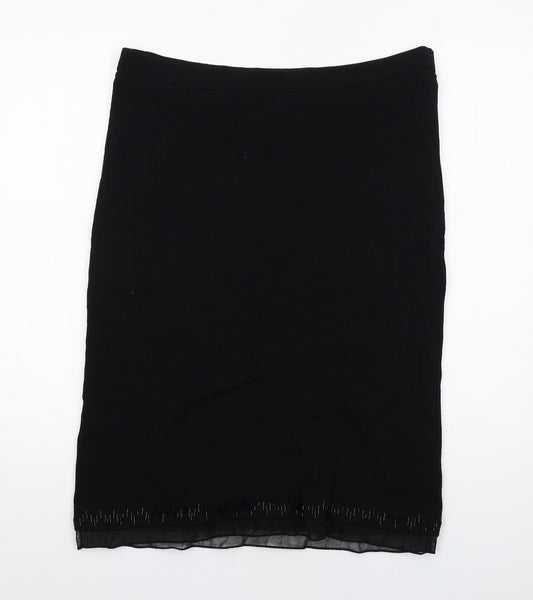 Poem Womens Black Viscose A-Line Skirt Size M