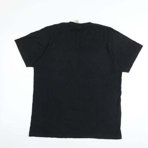 adidas Mens Black Cotton T-Shirt Size M Round Neck
