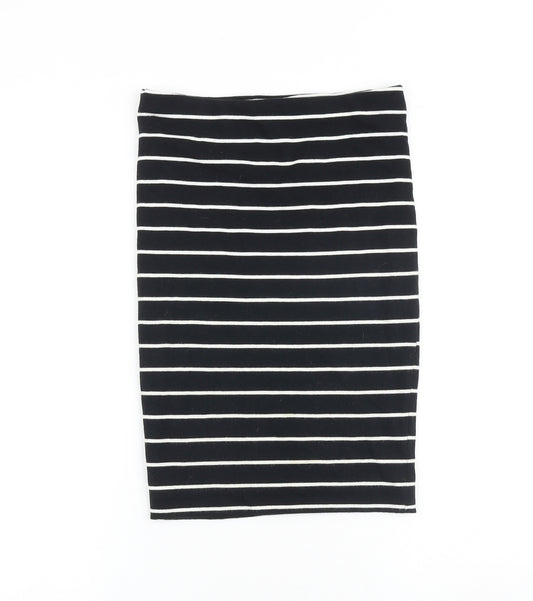 H&M Womens Black Striped Cotton Bandage Skirt Size XS