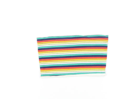 Topshop Womens Multicoloured Striped Cotton Cropped Tank Size 10 Square Neck - Bandeau