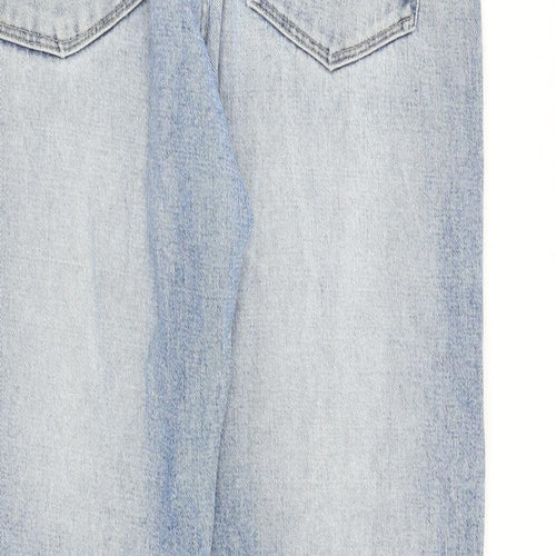 Raphael Valencino Mens Blue Cotton Wide-Leg Jeans Size 34 in L32 in Regular Zip