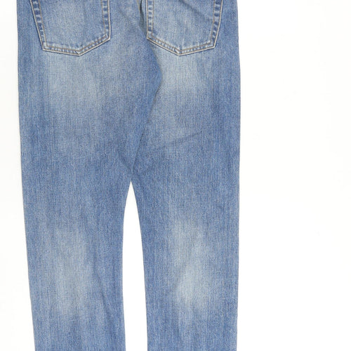 Lyle & Scott Mens Blue Cotton Straight Jeans Size 30 in L33 in Regular Zip
