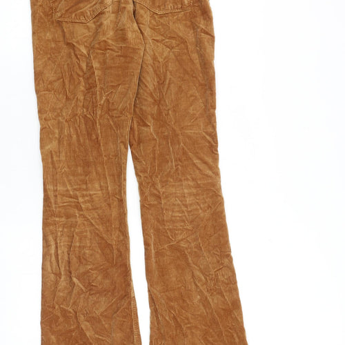 Zara Womens Brown Cotton Trousers Size 8 L32 in Regular Zip