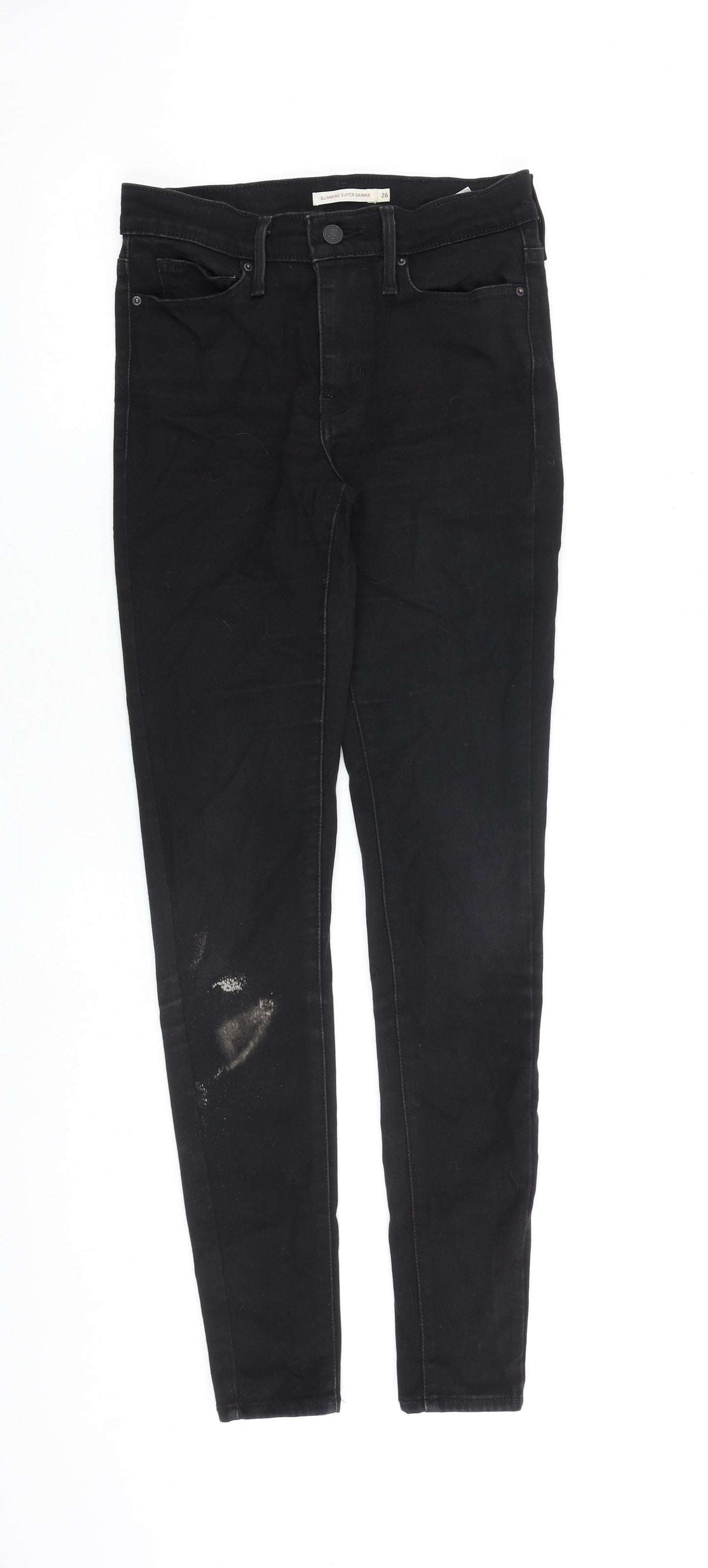Levi's Womens Black Cotton Skinny Jeans Size 26 in L32 in Extra-Slim Zip