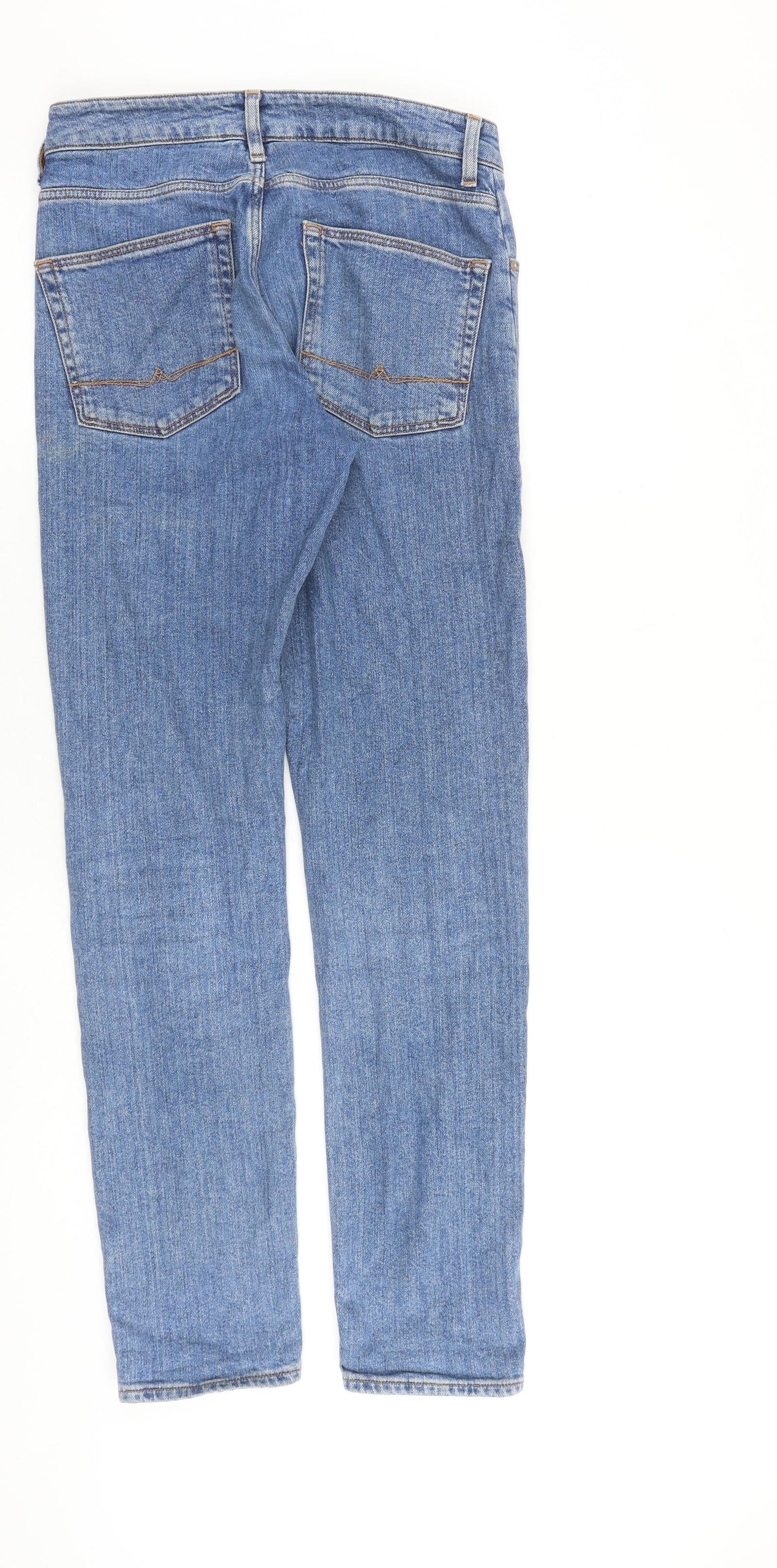 ASOS Mens Blue Cotton Straight Jeans Size 28 in L32 in Slim Zip