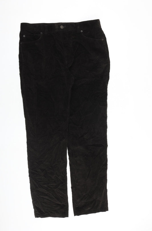 Debenhams Mens Brown Cotton Trousers Size 34 in L31 in Regular Zip