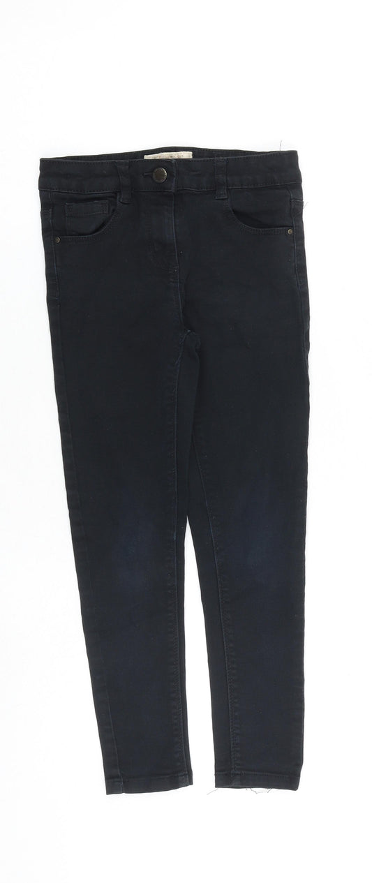 NEXT Girls Black Cotton Skinny Jeans Size 9 Years L20 in Extra-Slim Zip