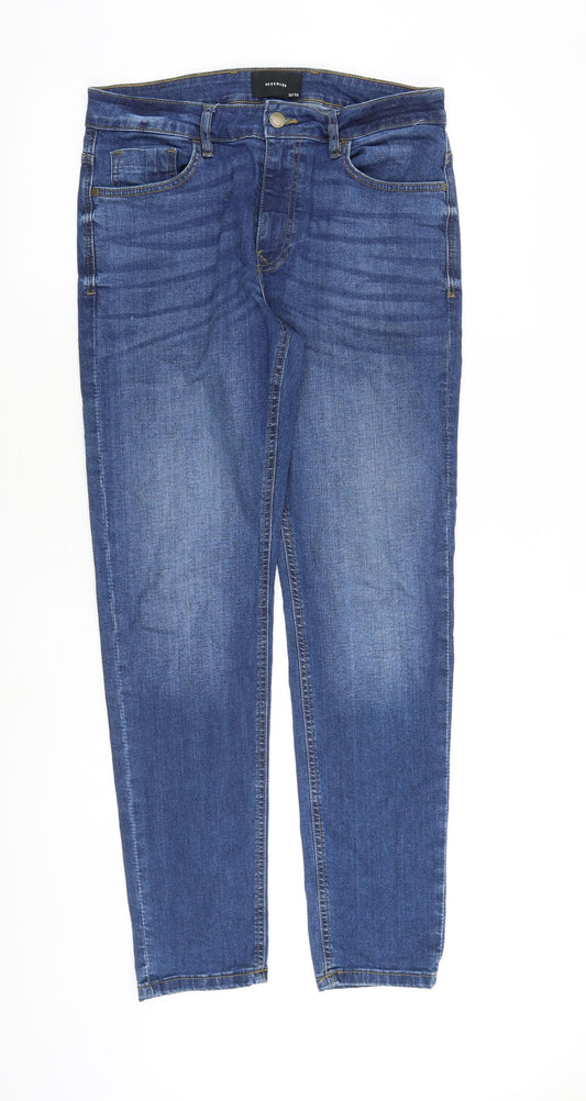 RESERVED Mens Blue Cotton Skinny Jeans Size 32 in L32 in Regular Zip