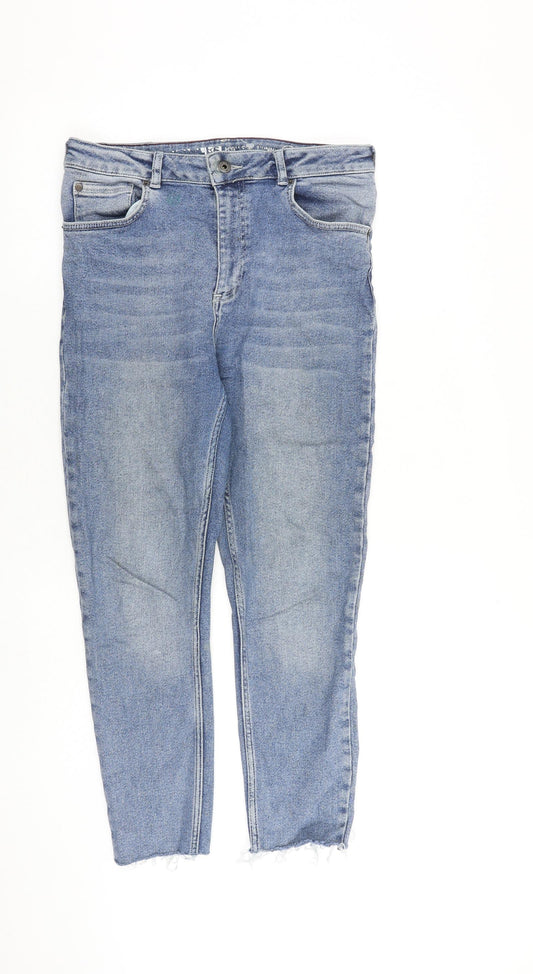 Jack Wills Womens Blue Cotton Skinny Jeans Size 30 in L26 in Regular Zip - Raw Hem