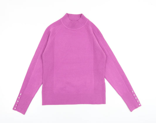 Filati Womens Pink High Neck Acrylic Pullover Jumper Size L