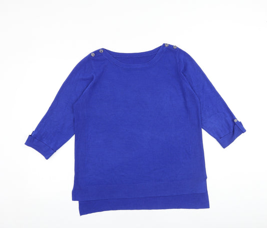 BHS Womens Blue Round Neck Acrylic Pullover Jumper Size 16