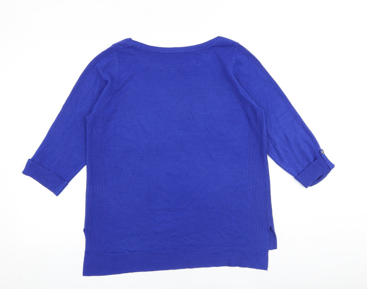 BHS Womens Blue Round Neck Acrylic Pullover Jumper Size 16