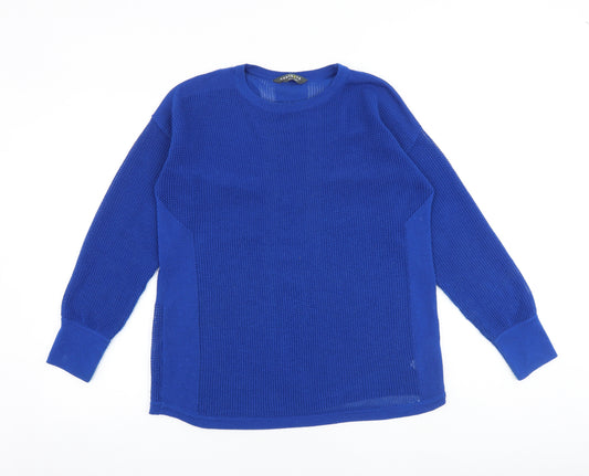 GOODMOVE Womens Blue Round Neck Polyester Pullover Jumper Size 12