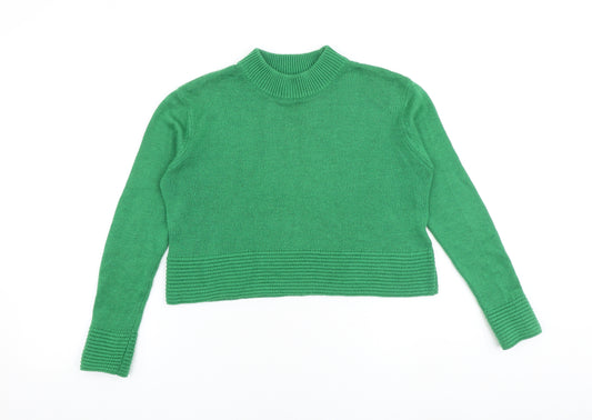 Topshop Womens Green High Neck Acrylic Pullover Jumper Size 6