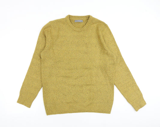 Marks and Spencer Mens Yellow Round Neck Acrylic Pullover Jumper Size L Long Sleeve