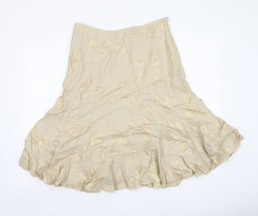Per Una Womens Beige Polyester A-Line Skirt Size 12 Zip
