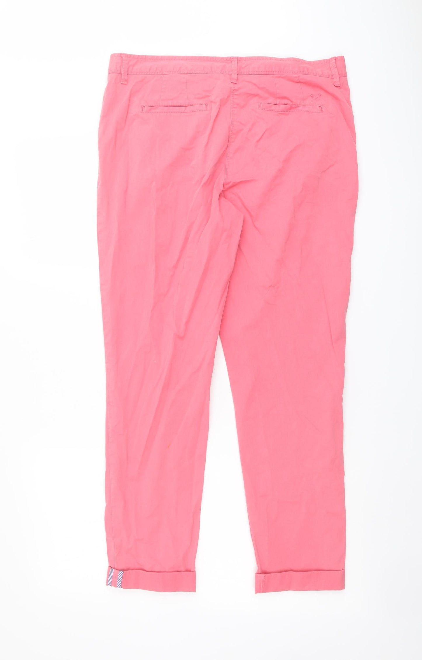 Crew Clothing Womens Pink Cotton Chino Trousers Size 10 L26 in Regular Button