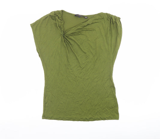 Ted Baker Womens Green Lyocell Basic T-Shirt Size 10 V-Neck - Ruched Detail