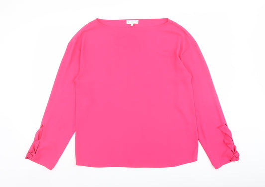 Warehouse Womens Pink Polyester Basic Blouse Size 8 Boat Neck