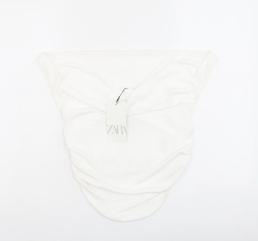 Zara Womens Ivory Polyester Basic Blouse Size M Square Neck - Strapless