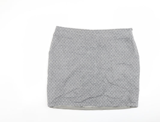 White Stuff Womens Grey Geometric Polyester Bandage Skirt Size 18 Zip