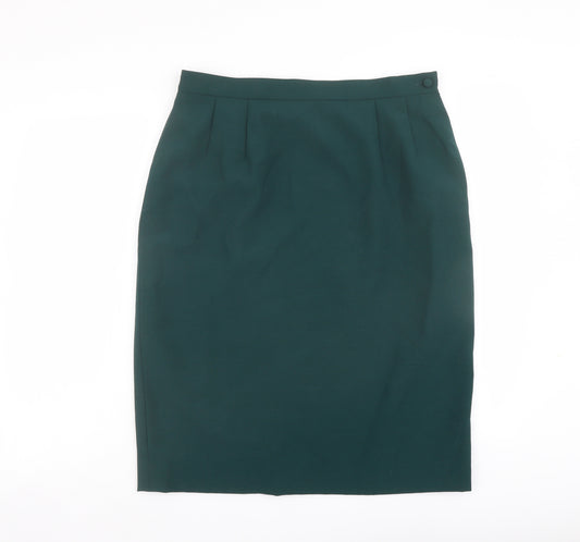 Country Casuals Womens Green Polyester Bandage Skirt Size 16 Zip