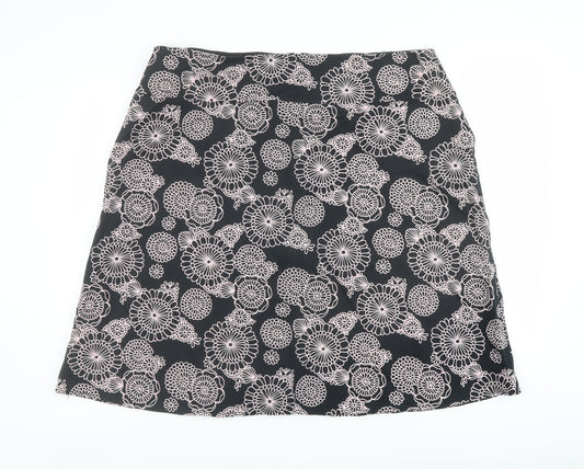 Casual Club Womens Black Geometric Cotton A-Line Skirt Size 20 Zip