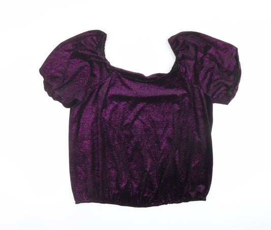 M&Co Womens Purple Polyester Basic Blouse Size 20 Boat Neck