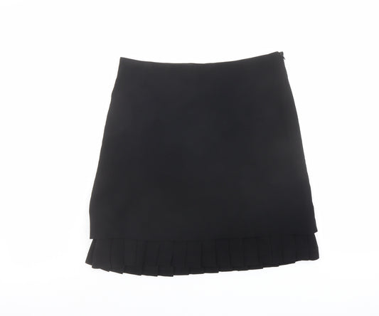 Jigsaw Womens Black Polyester Pleated Skirt Size 8 Zip