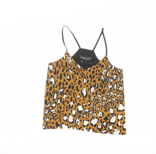 Topshop Womens Brown Animal Print Polyester Camisole Tank Size 6 V-Neck