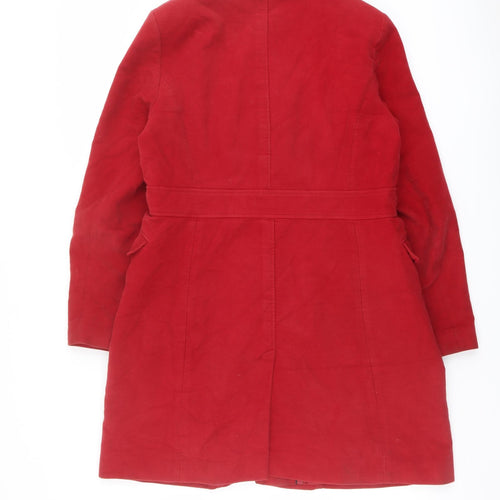 Laura Ashley Womens Red Pea Coat Coat Size 14 Button