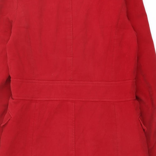 Laura Ashley Womens Red Pea Coat Coat Size 14 Button