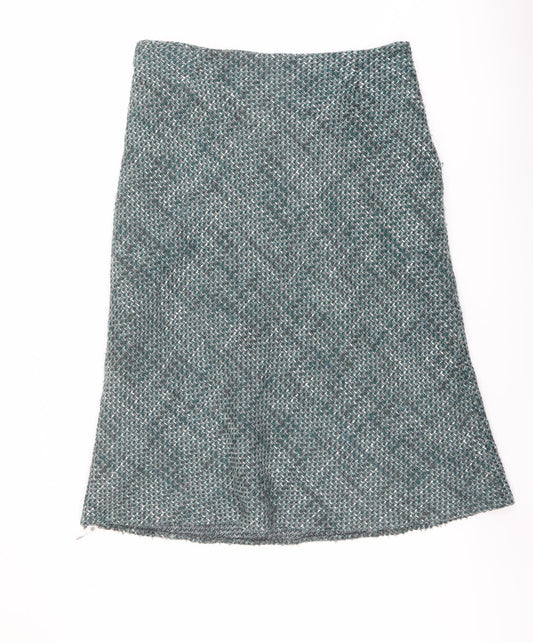 Berkertex Womens Green Geometric Acrylic A-Line Skirt Size 18 Zip