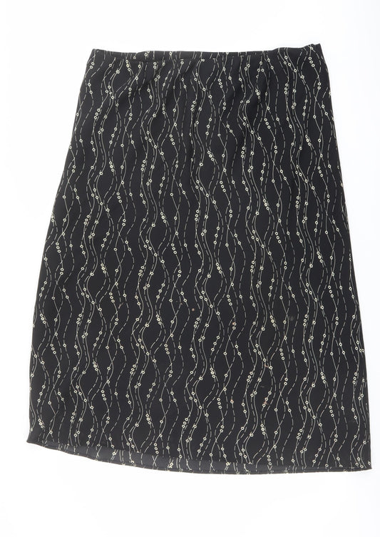 Isabelle Womens Black Geometric Polyester A-Line Skirt Size 20