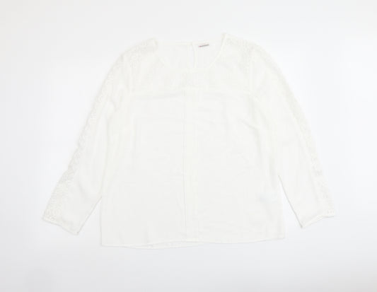 Damart Womens White Polyester Basic Blouse Size 16 Round Neck