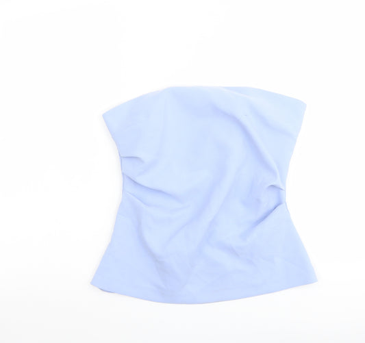 Zara Womens Blue Polyester Basic Tank Size L Off the Shoulder