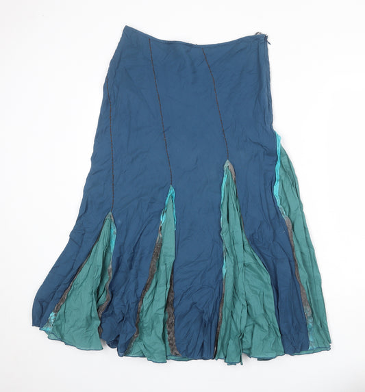 Per Una Womens Blue Cotton A-Line Skirt Size 12 Zip