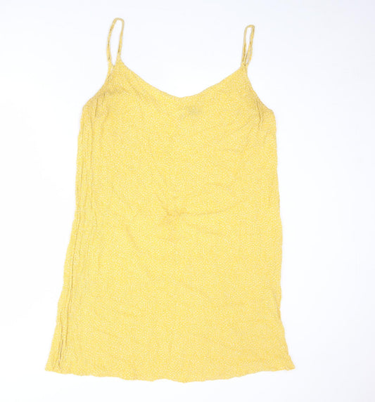 NEXT Womens Yellow Geometric Viscose Tank Dress Size 20 V-Neck Pullover