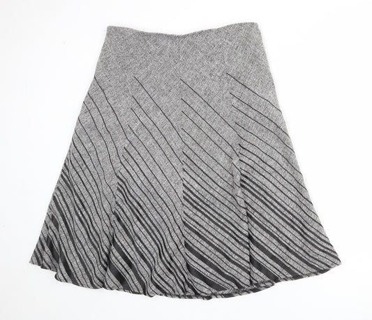 Marks and Spencer Womens Grey Striped Polyester A-Line Skirt Size 16